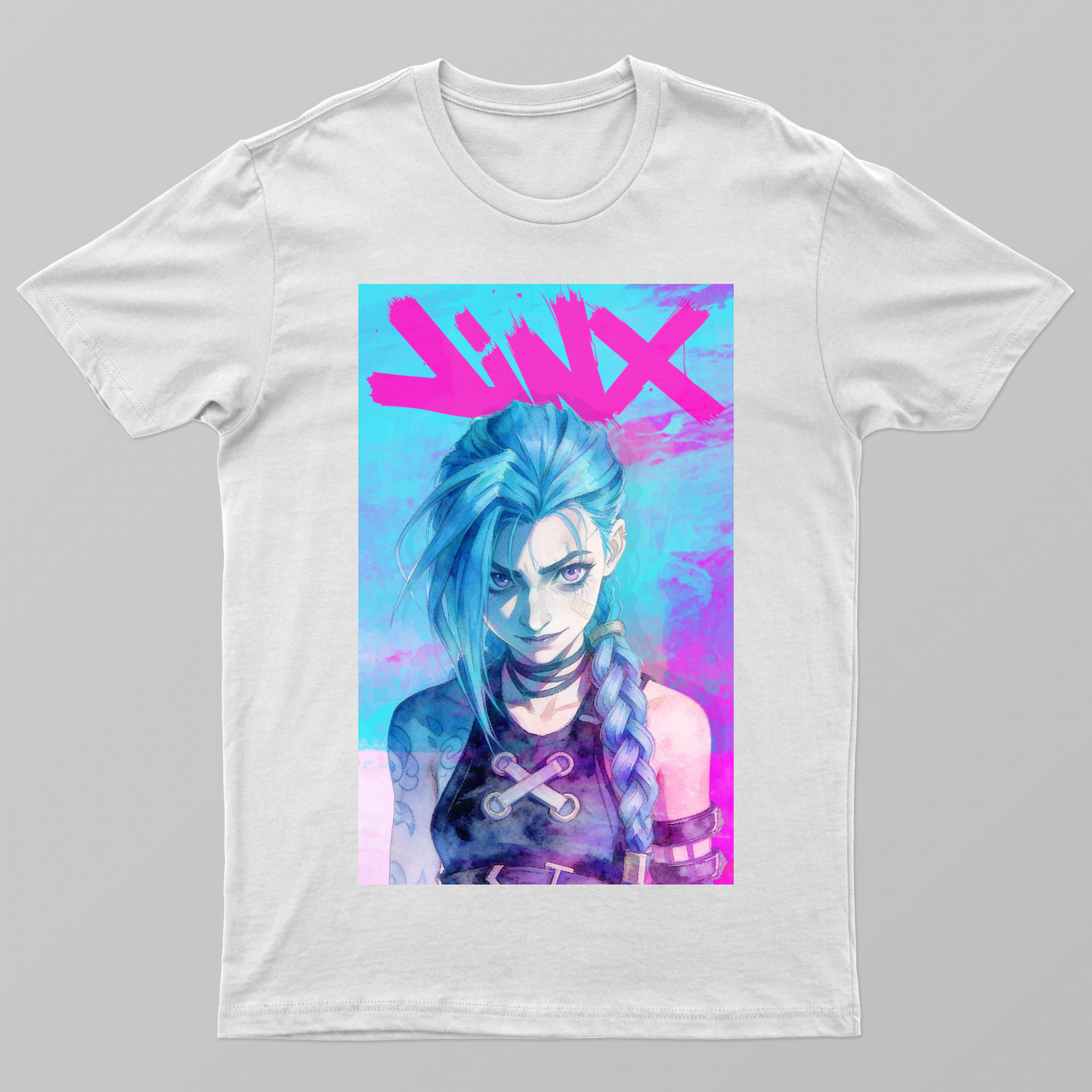 Jinx | Neon Chaos Portrait Inspired by Arcane League of Legends Unisex T-shirt by Aditi Banerjee