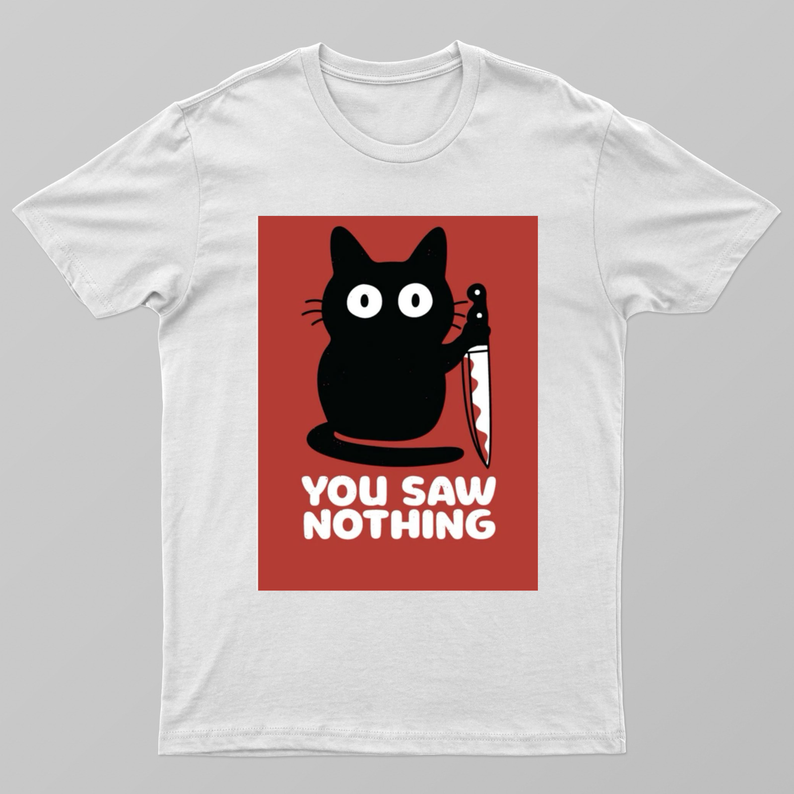 lily white cat shirt u saw nothing Unisex T-shirt by @lively._.lily – The STATIC Store