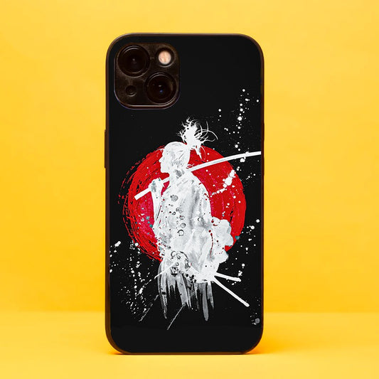 Protect your iPhone and OnePlus with style using our glass phone cover featuring a striking white silhouette of Musashi Miyamoto from Vagabond. Set against a black background inside a bold red circle, this design showcases your admiration for the legendary swordsman. Crafted with premium materials, it ensures both durability and aesthetics. Elevate your phone's look with this captivating cover today!