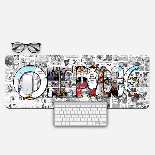 Dive into the World of One Piece with Our Extended Gaming Mouse Pad! Unleash your inner pirate with our mouse pad featuring the iconic One Piece title filled with legendary stills from the series. The background, adorned with black and white manga pages, adds an extra layer of excitement. Crafted for precision and durability, this mouse pad ensures a smooth and responsive gaming experience. Order now and conquer the gaming world like a true pirate king!