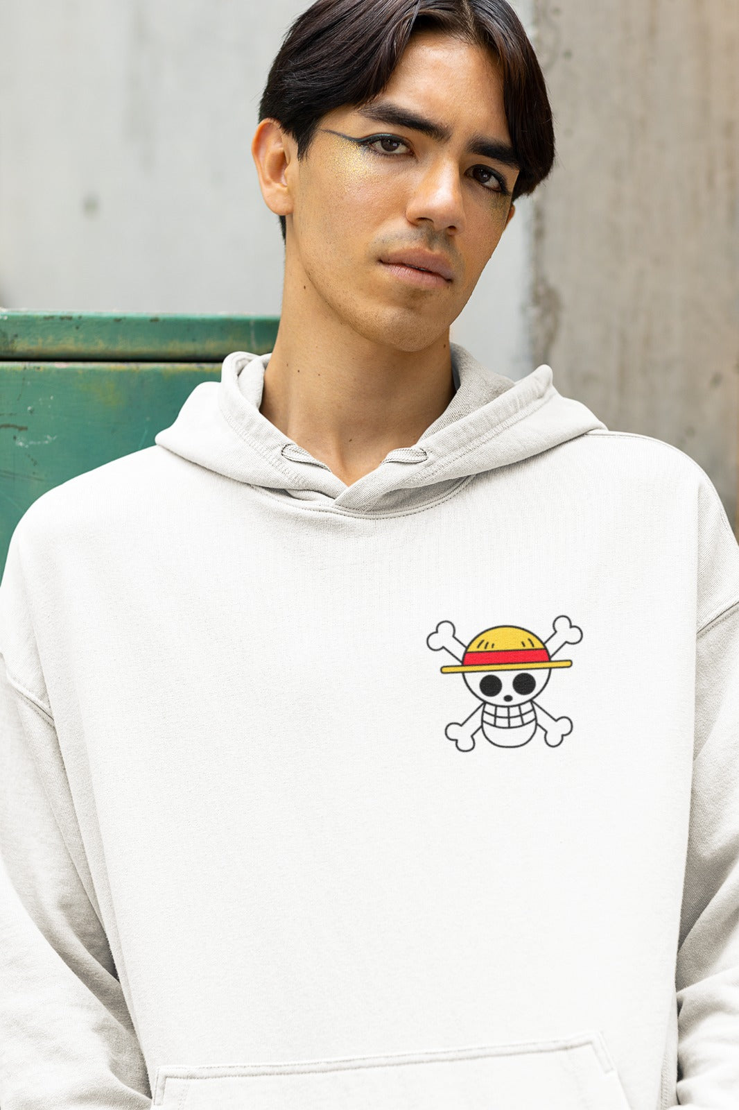Get ready for anime vibes with our White Oversized Hoodie, inspired by Monkey D. Luffy's Gear 5 form from One Piece. Featuring Luffy on the back and a prominent "Gear 5" text, it's a nod to his power. Complete with the Straw Hat Pirate Jolly Roger, it's a must-have for fans.