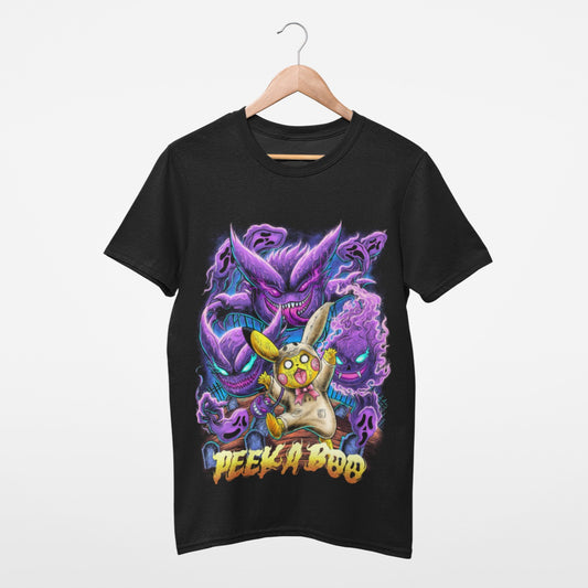 Peek-a-Boo Pikachu and ghost pokemon T-shirt
