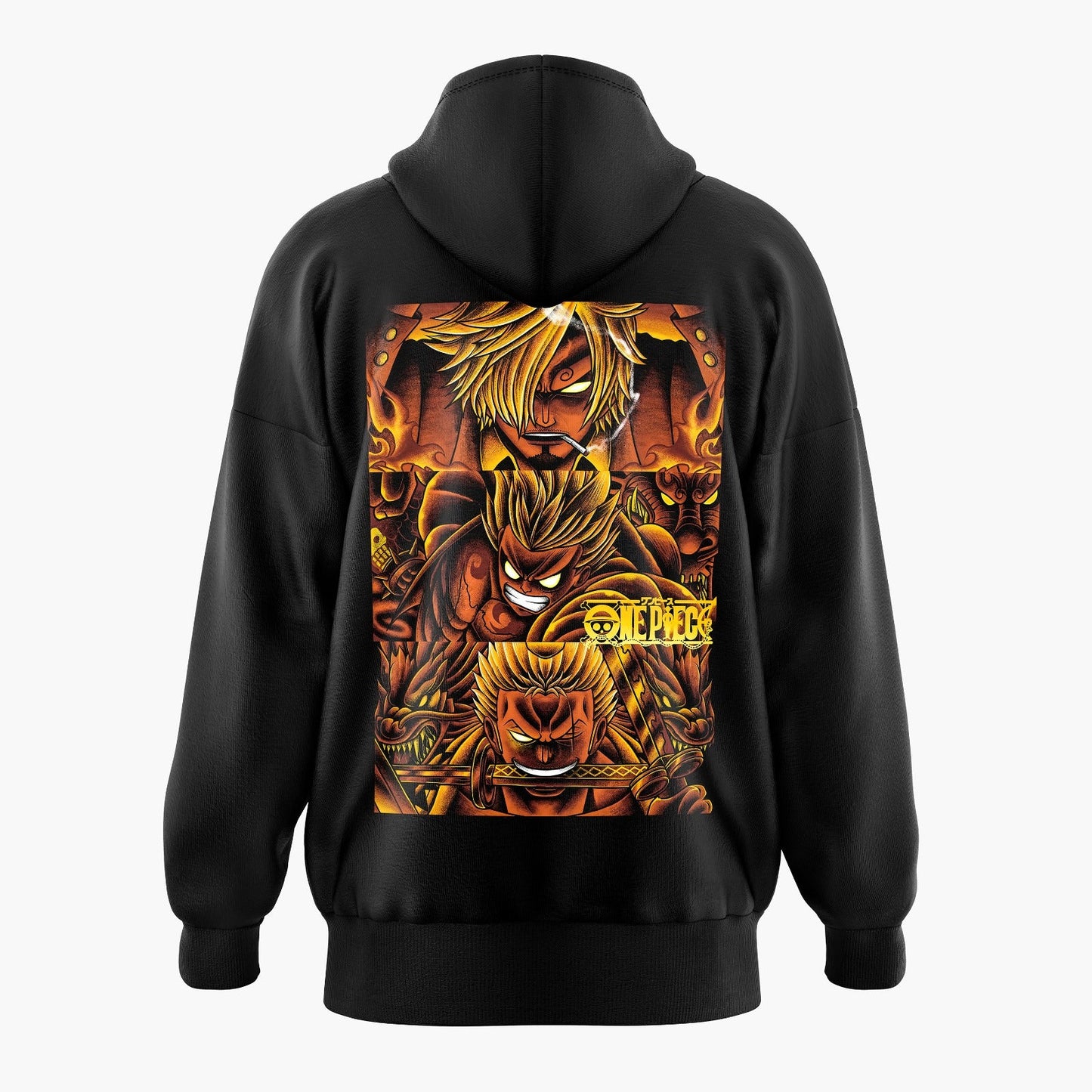 Fired up Monster Trio Sanji Luffy Zoro One Piece Oversized Hoodie