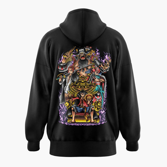 Emperors Luffy Shanks Blackbeard Buggy One Piece Oversized Hoodie