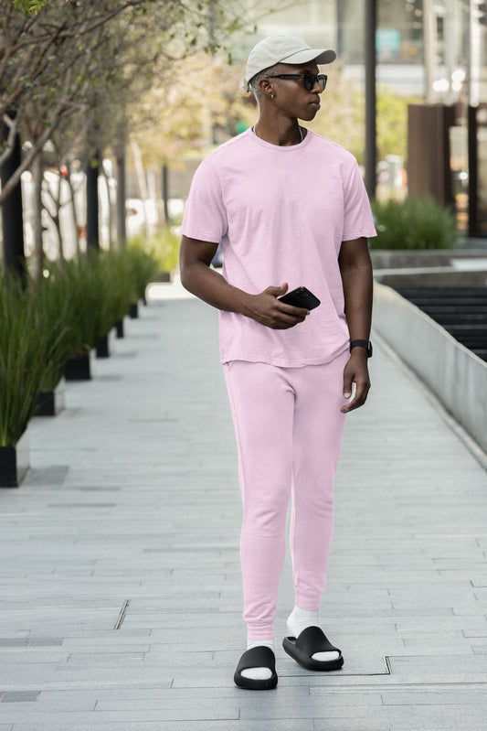 Unisex T-shirt Co Ord Set || Baby Pink || Essentials