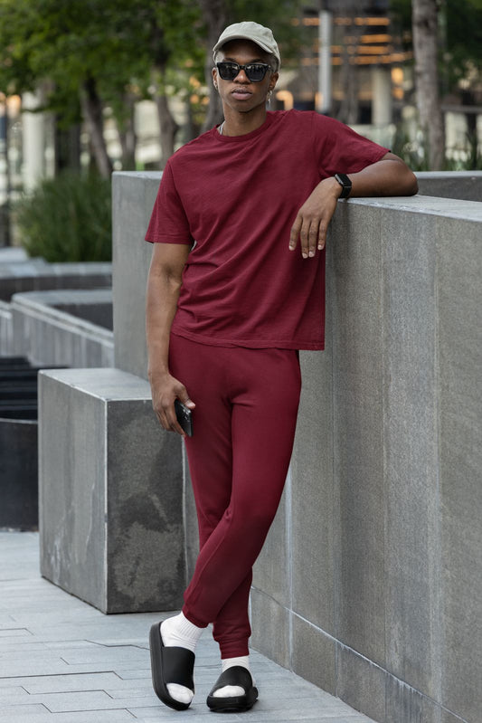 Unisex T-shirt Co Ord Set || Maroon || Essentials