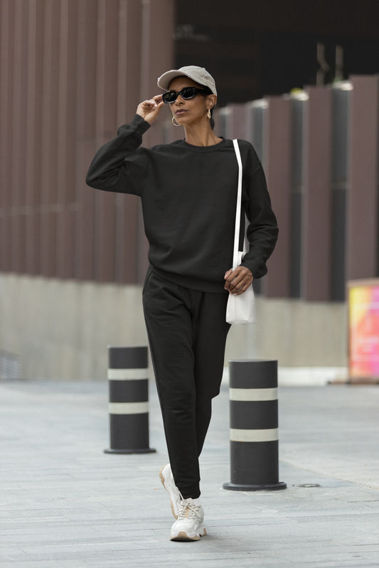 Unisex Sweatshirt Co ord Set || Black || Essentials