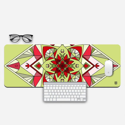 geometric red & green Aesthetic Extended Mouse Pad by @fromparticletowave