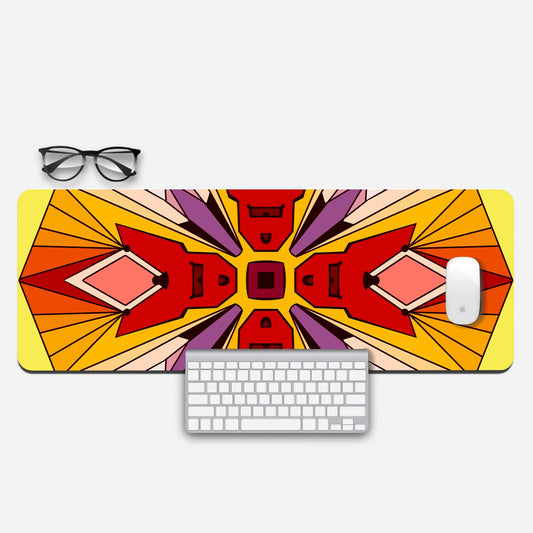 geometric red & orange Aesthetic Extended Mouse Pad by @fromparticletowave