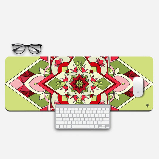 geometric green & red Aesthetic Extended Mouse Pad by @fromparticletowave
