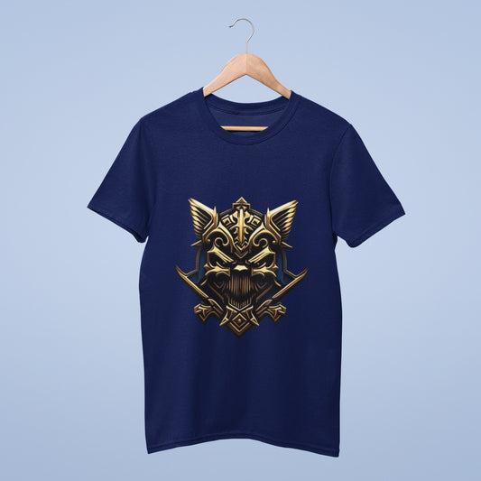 Gold evil head crest T-shirt from @arkoroy99