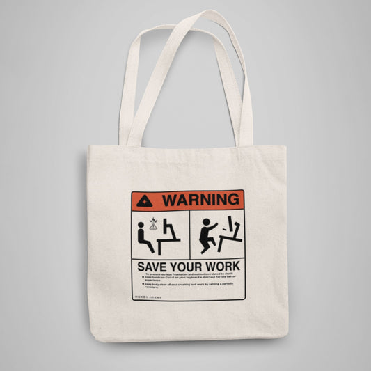 Save your work warning Tote Bag With Zipper by @pankaj.230_5