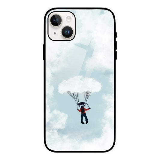 Parachuting with clouds Glass Phone Case by @artsy_innerself