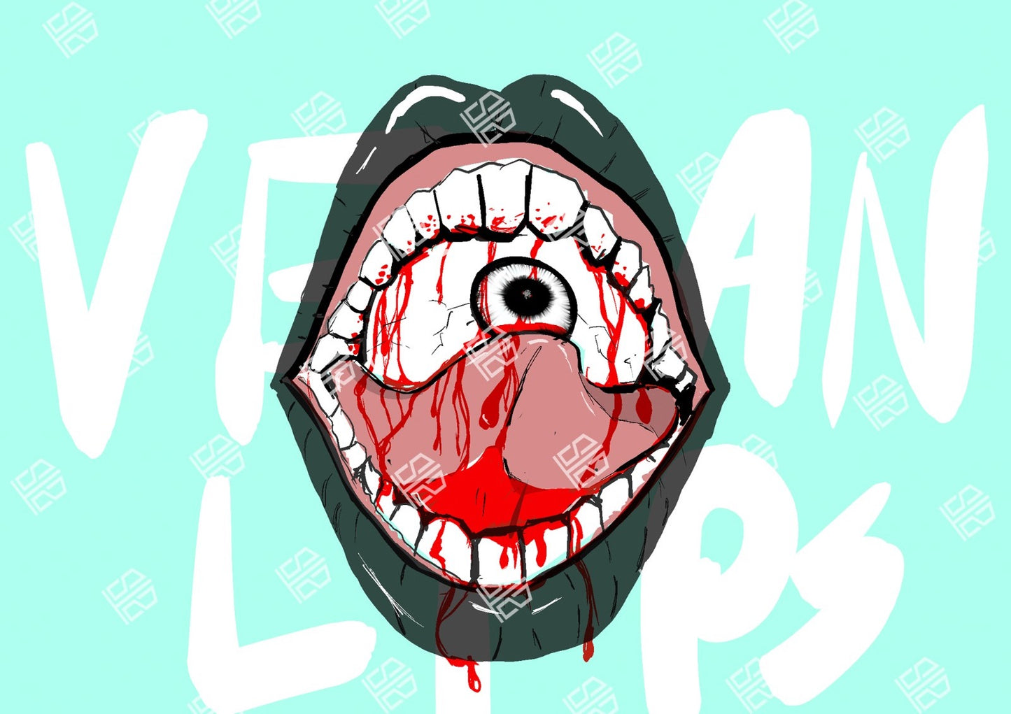 Vegan Lips graffiti Metal Poster by @Bisky_t