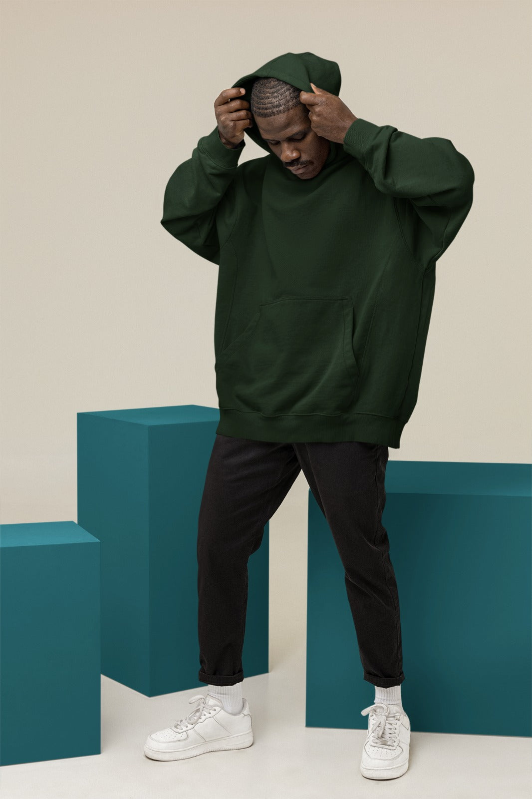 Bottle Green Oversized Hoodie || Essentials