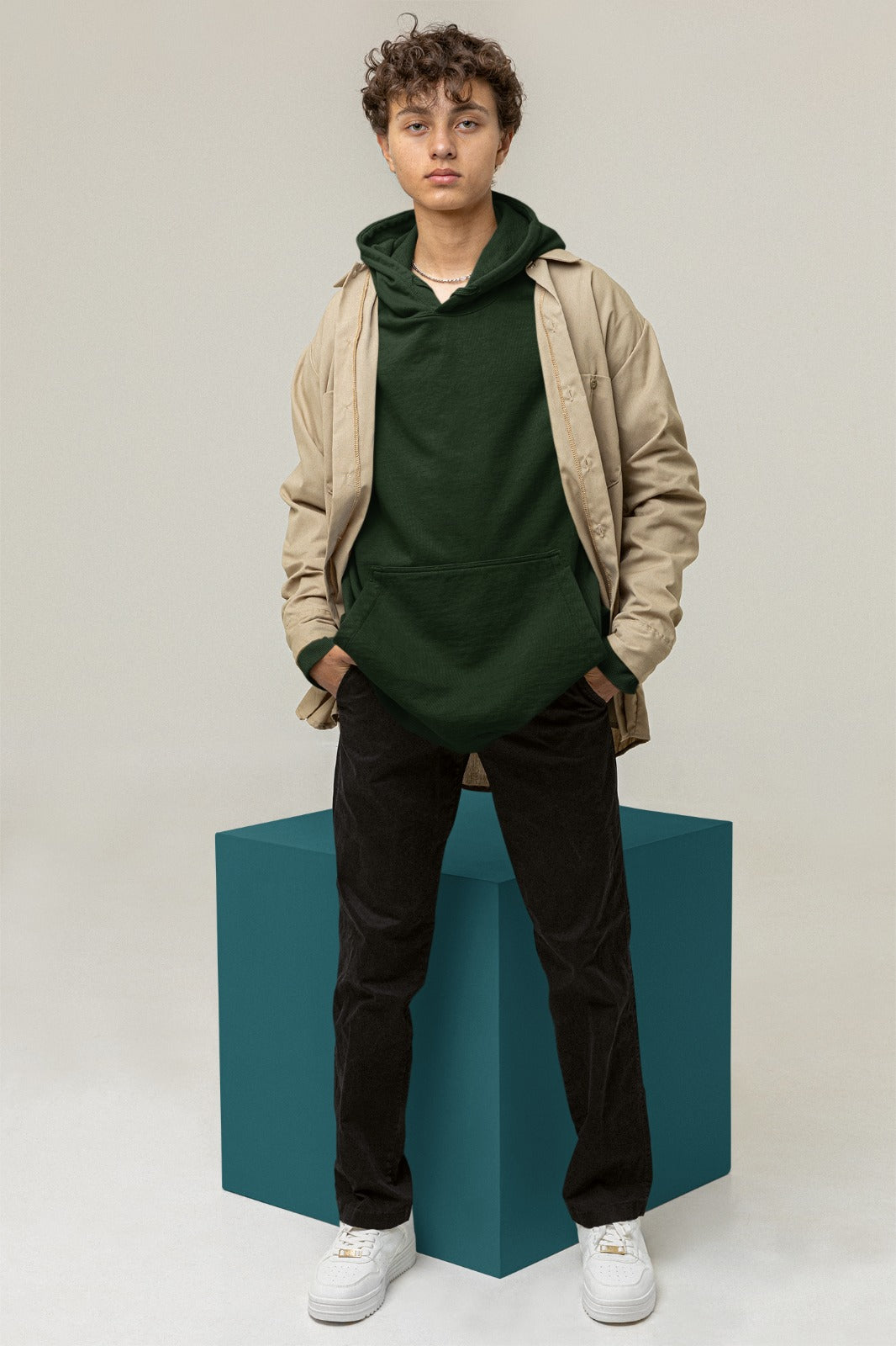 Bottle Green Oversized Hoodie || Essentials