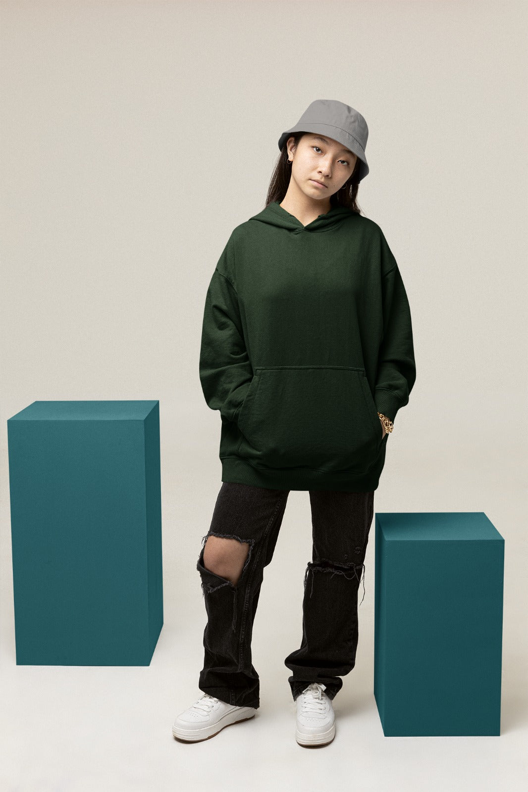 Bottle Green Oversized Hoodie || Essentials