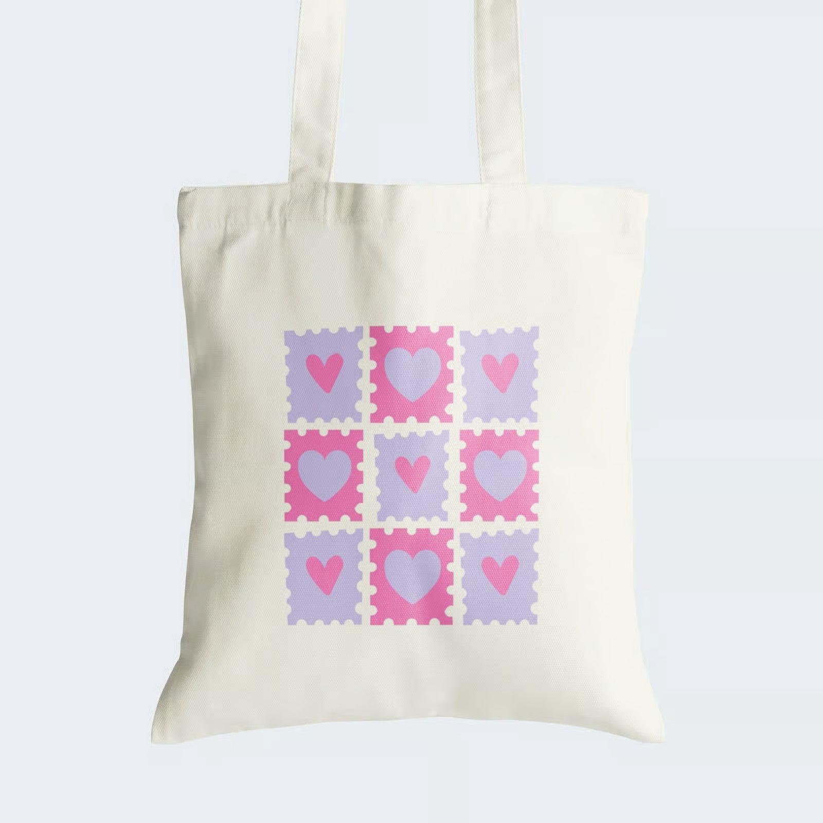 Heart Stamps Aesthetic Tote Bag With Zipper
