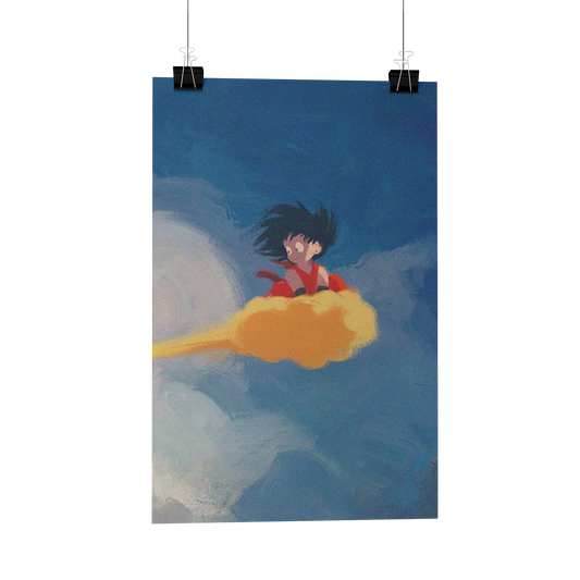 Kid Goku with Nimbus vintage dragon ball Metal Poster