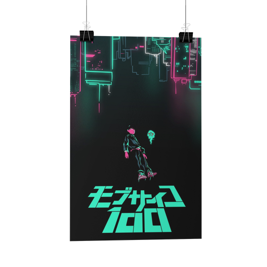 Mob Psycho 100 neon Title Metal Poster