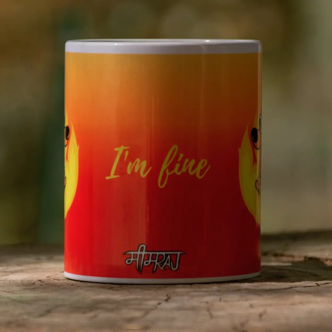 everything is fine coffee cup mug ceramic orange fire mix