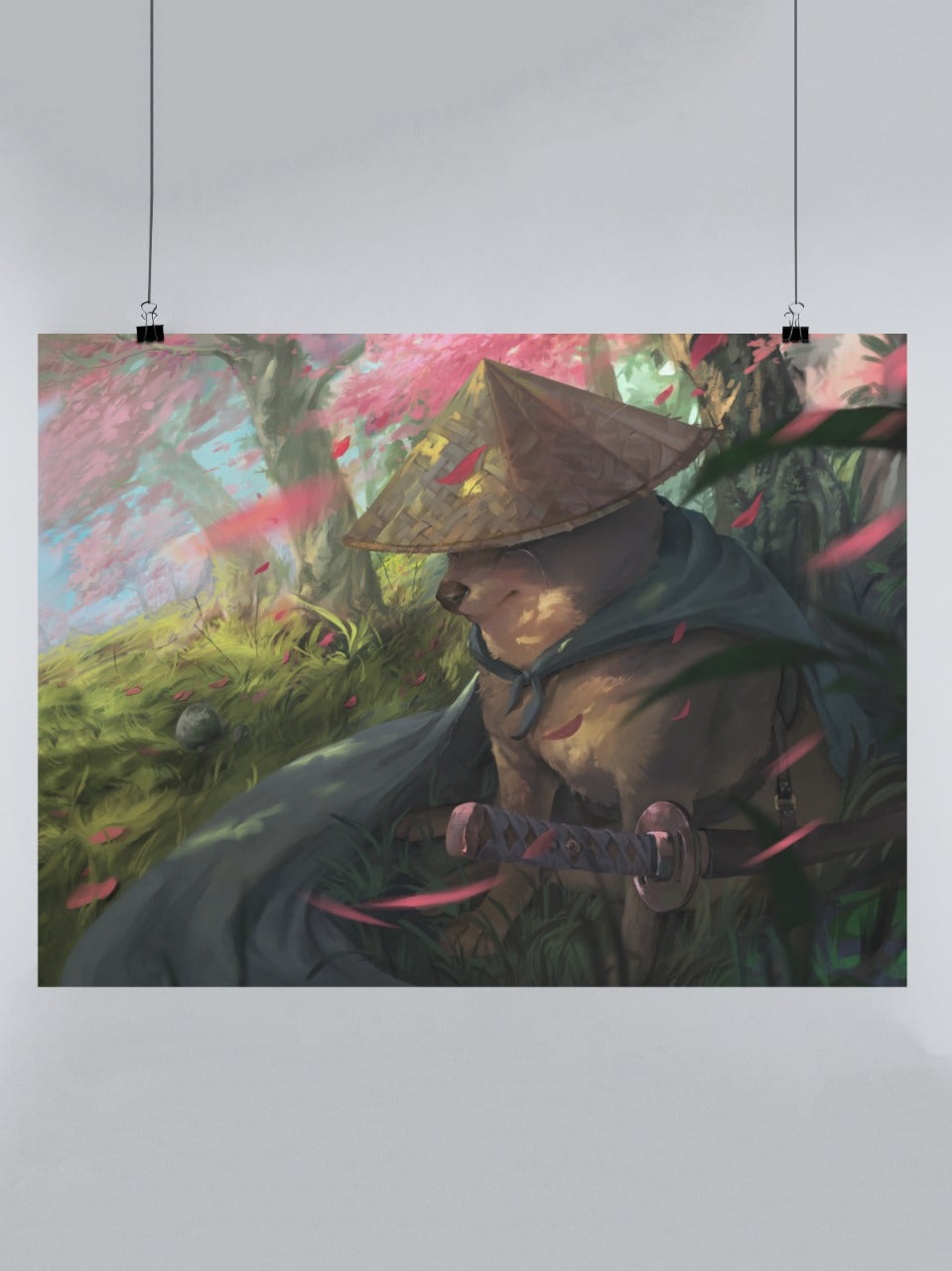 acrylic poster of samurai cheems stylised in digital art