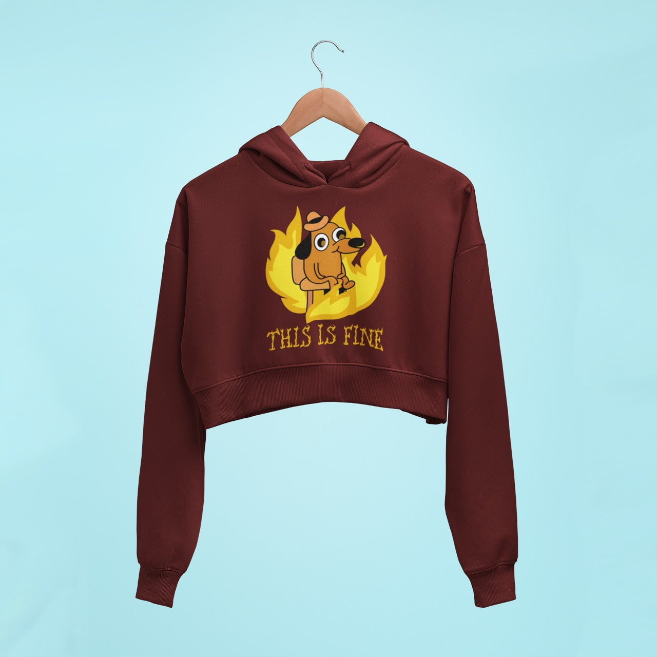 This Is Fine Crop Hoodie