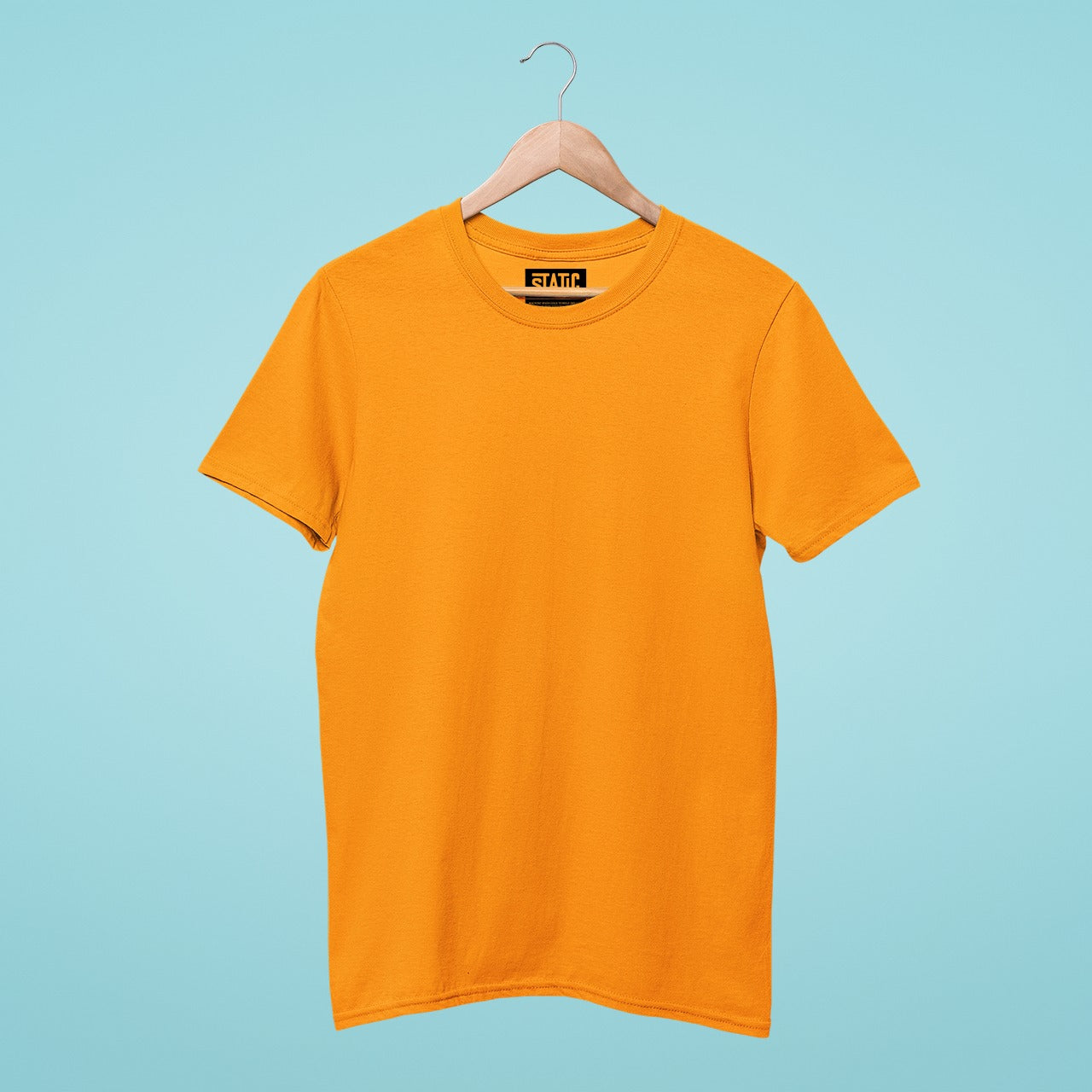 Golden Yellow Plain round Neck T-Shirts - S