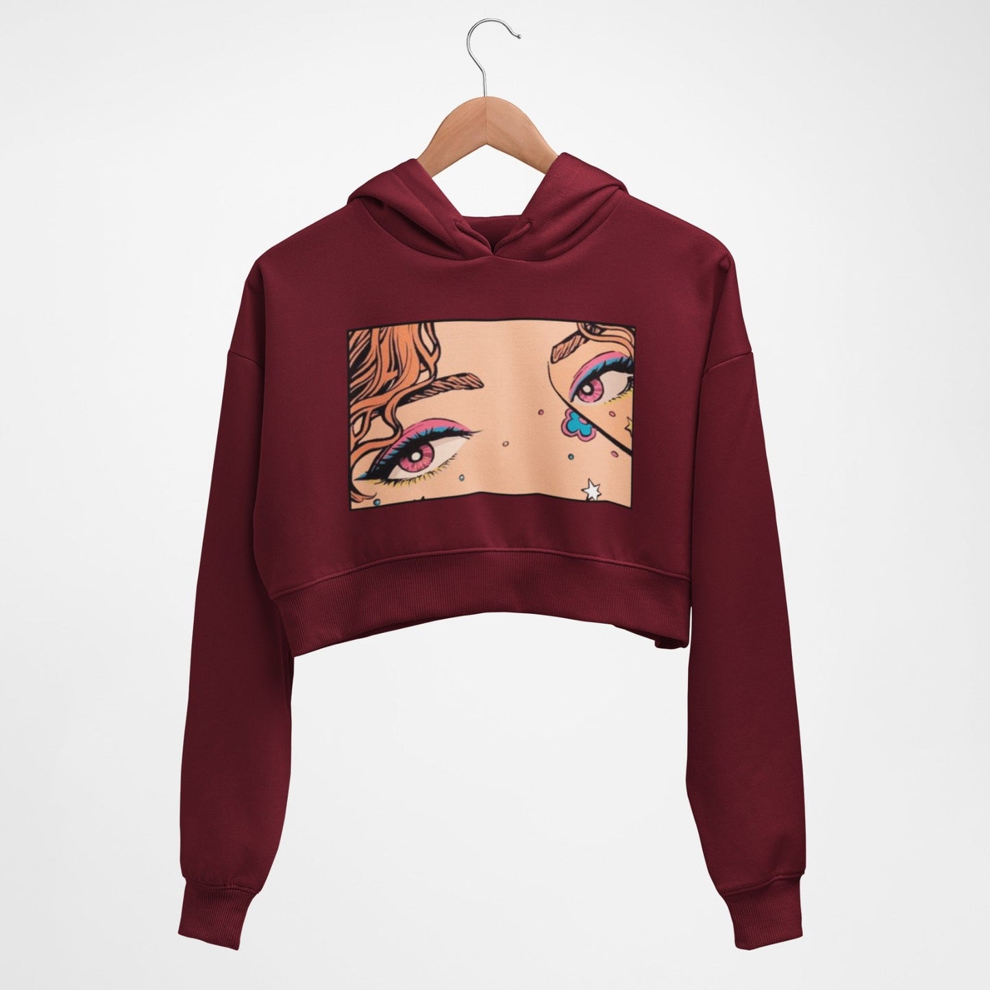 Dreamy Pink smoky eyes Crop hoodie