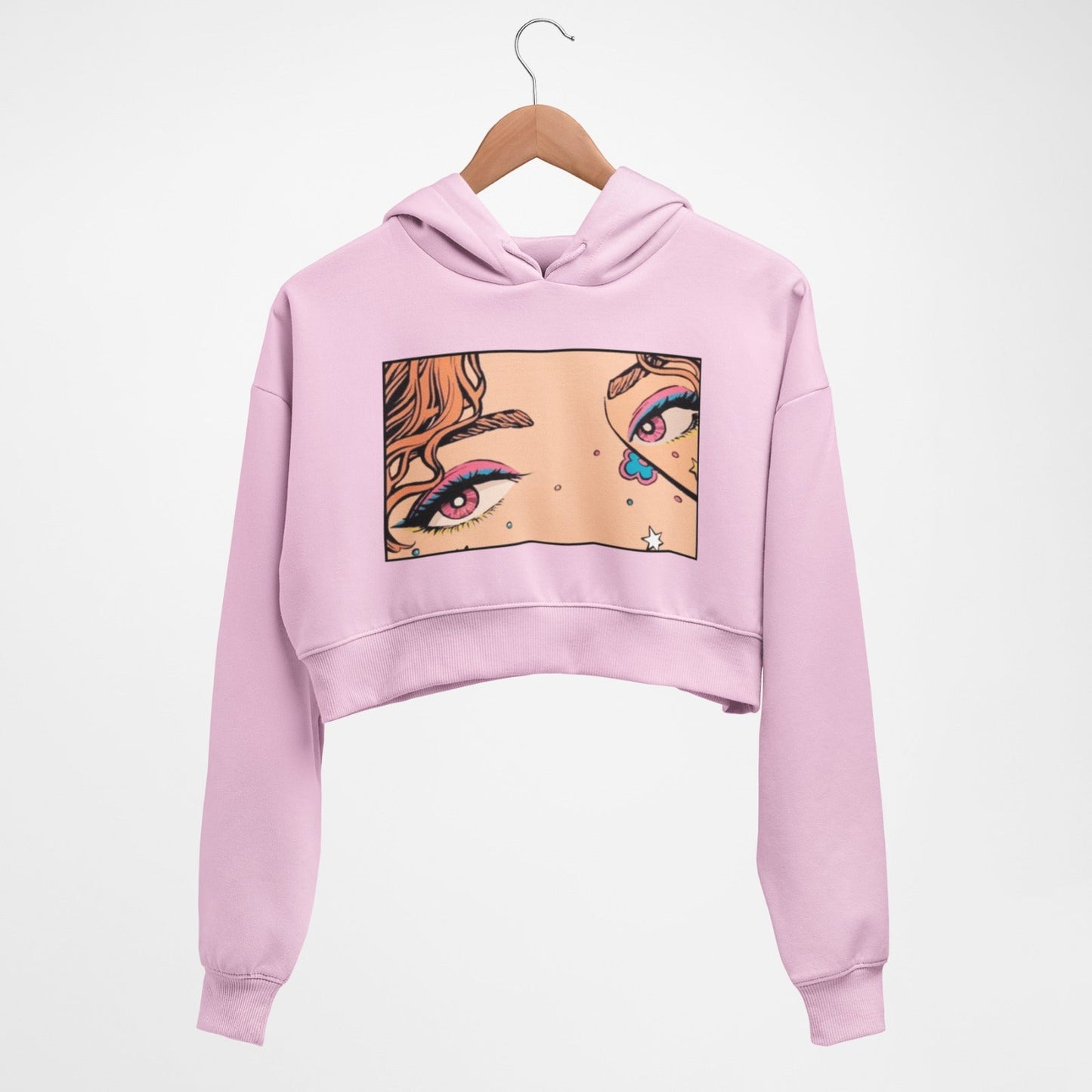 Dreamy Pink smoky eyes Crop hoodie