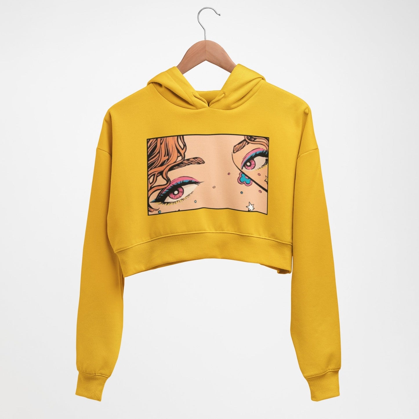Dreamy Pink smoky eyes Crop hoodie