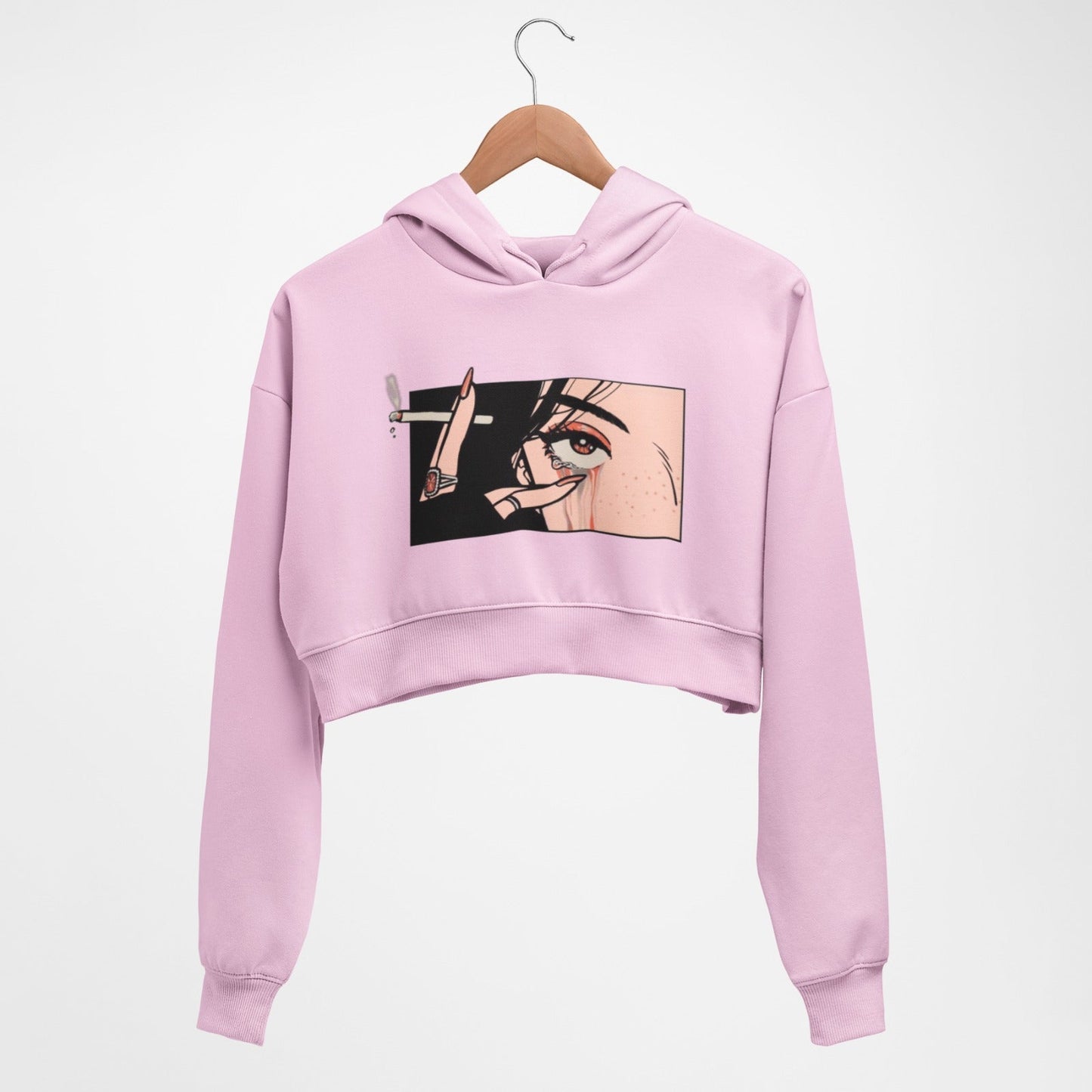 Smoking smudged Eye Crop hoodie