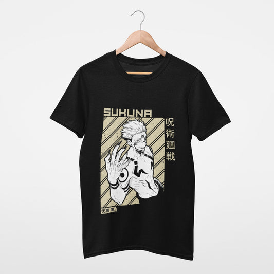 Biege Ryomen Sukuna Black Jujutsu Kaisen T-shirt