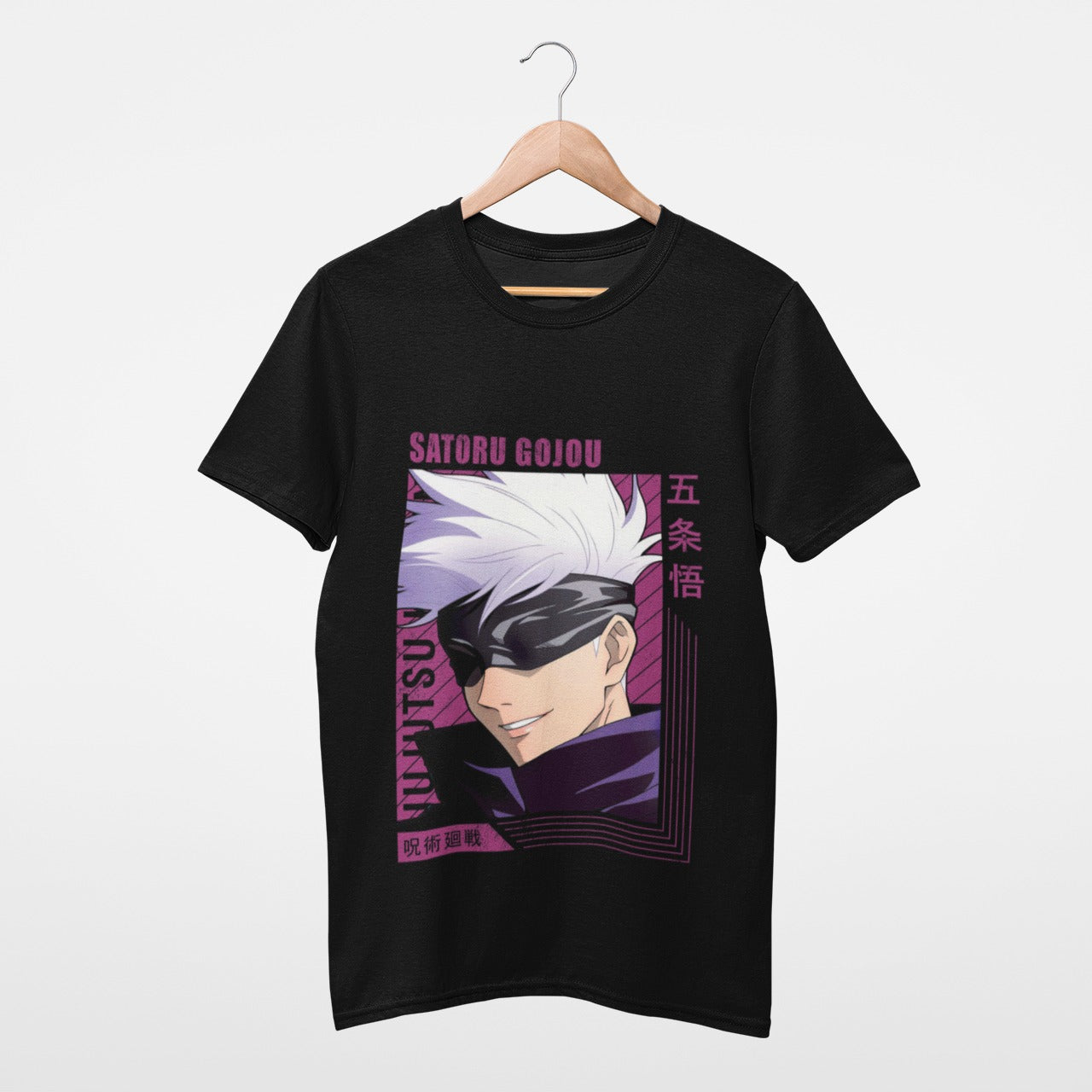 Magenta smart Satoru Gojou Black Jujutsu Kaisen T-shirt