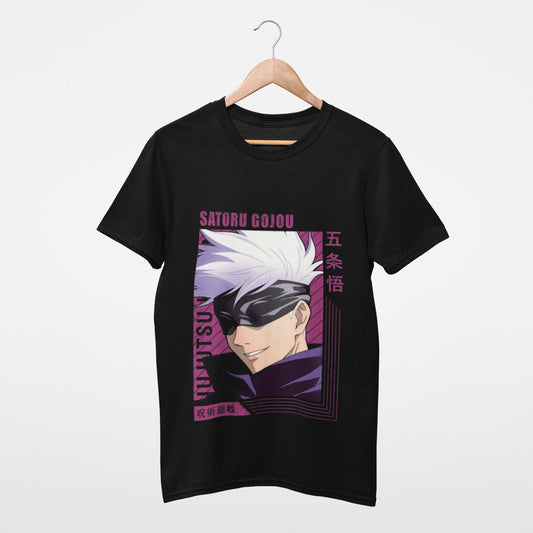 Magenta smart Satoru Gojou Black Jujutsu Kaisen T-shirt