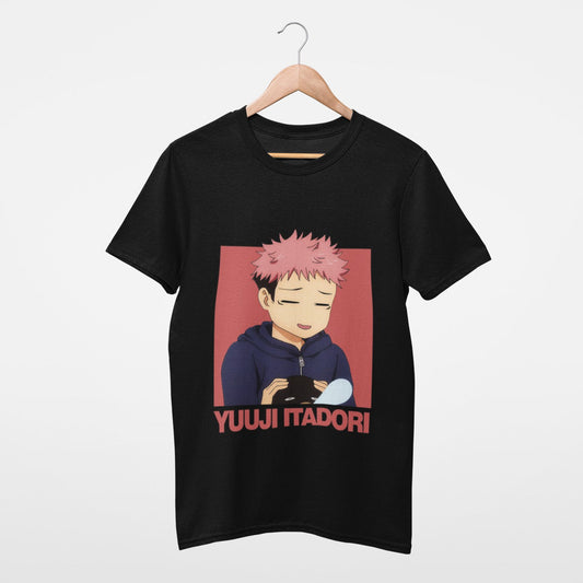 Orange cute Yuuji Itadori Black Jujutsu Kaisen T-shirt