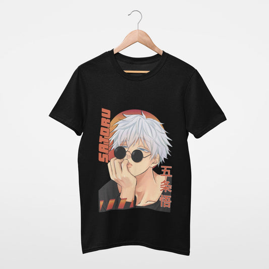 Orange classy Satoru Gojou Black Jujutsu Kaisen T-shirt