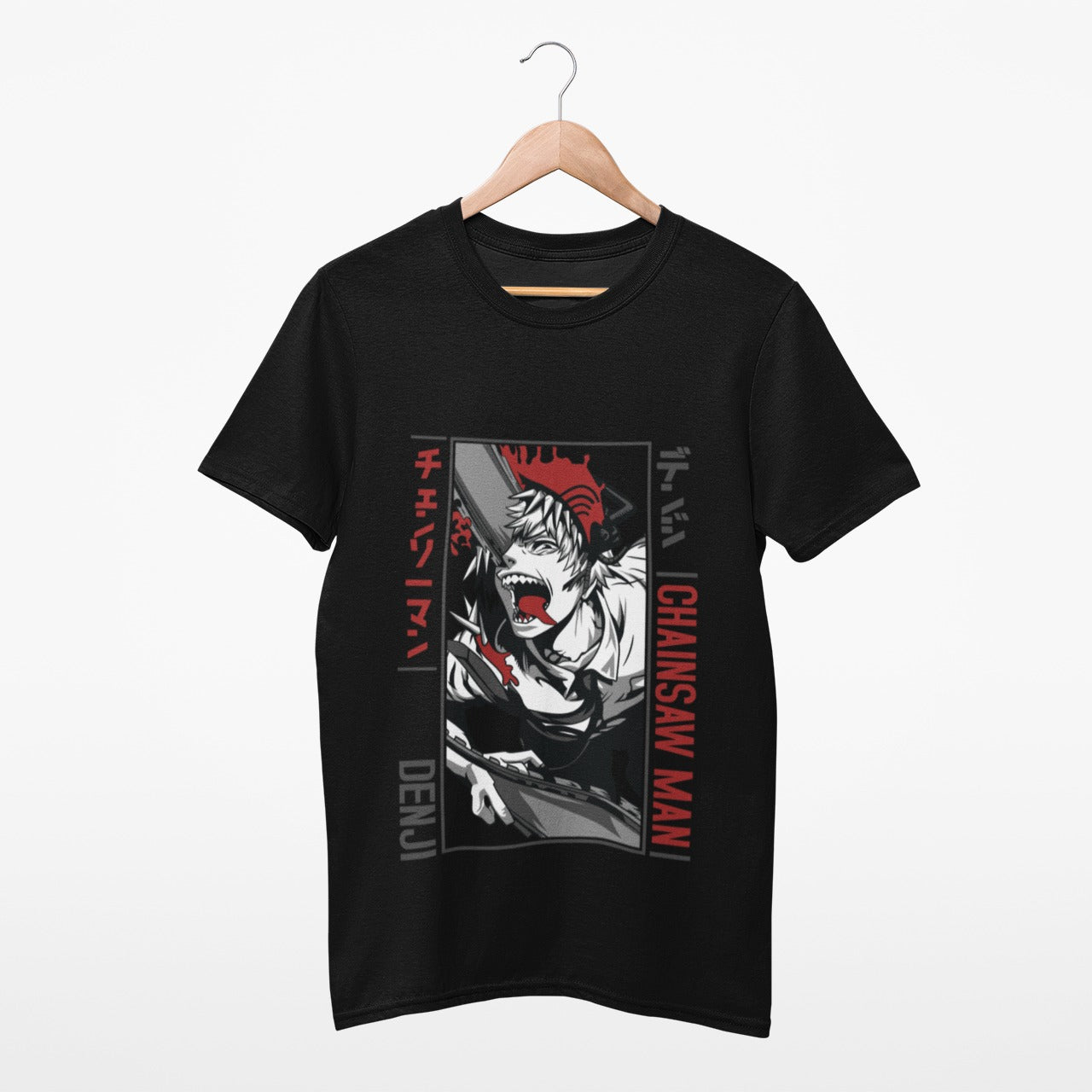 Red Denji in Chainsawman form Black T-shirt