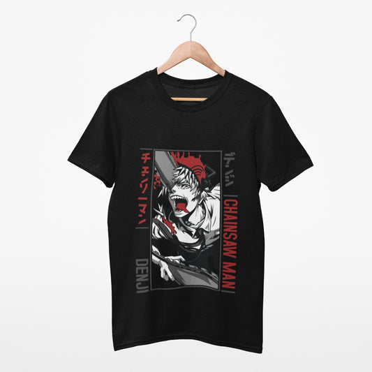 Red Denji in Chainsawman form Black T-shirt