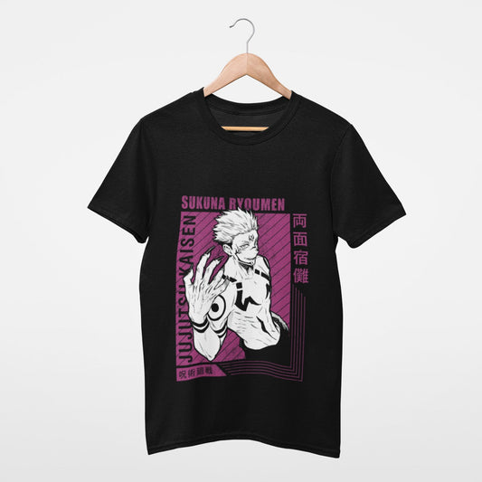 Magenta Ryomen Sukuna Black Jujutsu Kaisen T-shirt