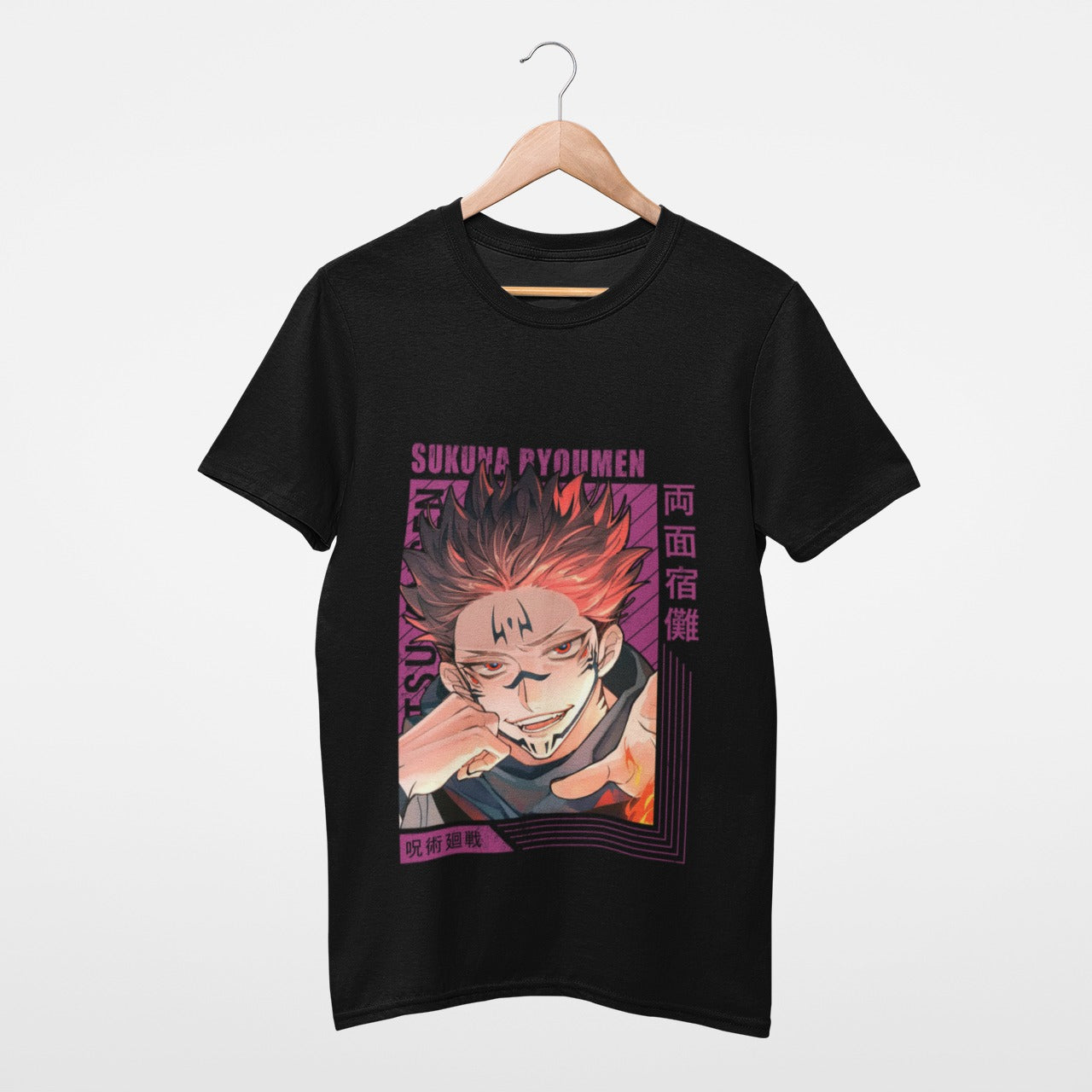 Magenta Sukuna Ryomen Black Jujutsu Kaisen T-shirt
