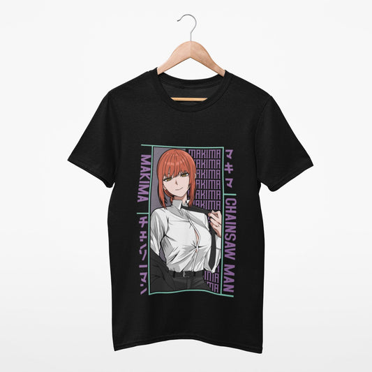 Purple Makima posing Black Chainsawman T-shirt