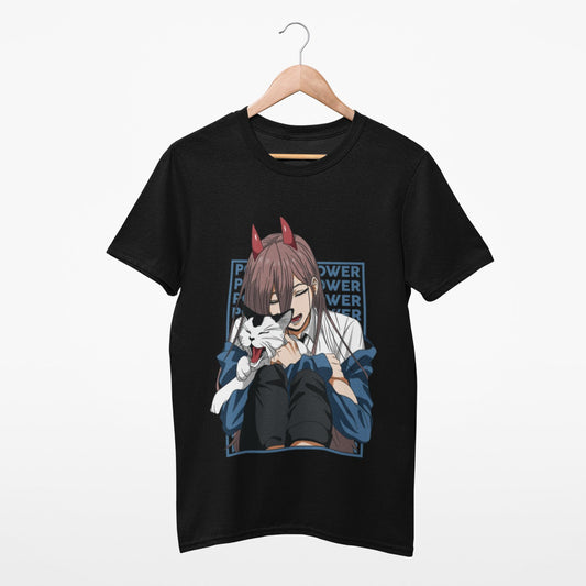 Meowy with Power Black Chainsawman T-shirt