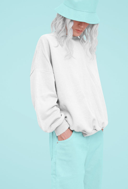 White Oversized Sweatshirt || Essentials