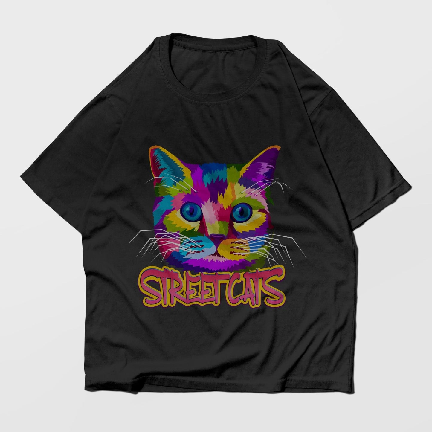 Trippy Street Cats Graffiti Oversized T-shirt