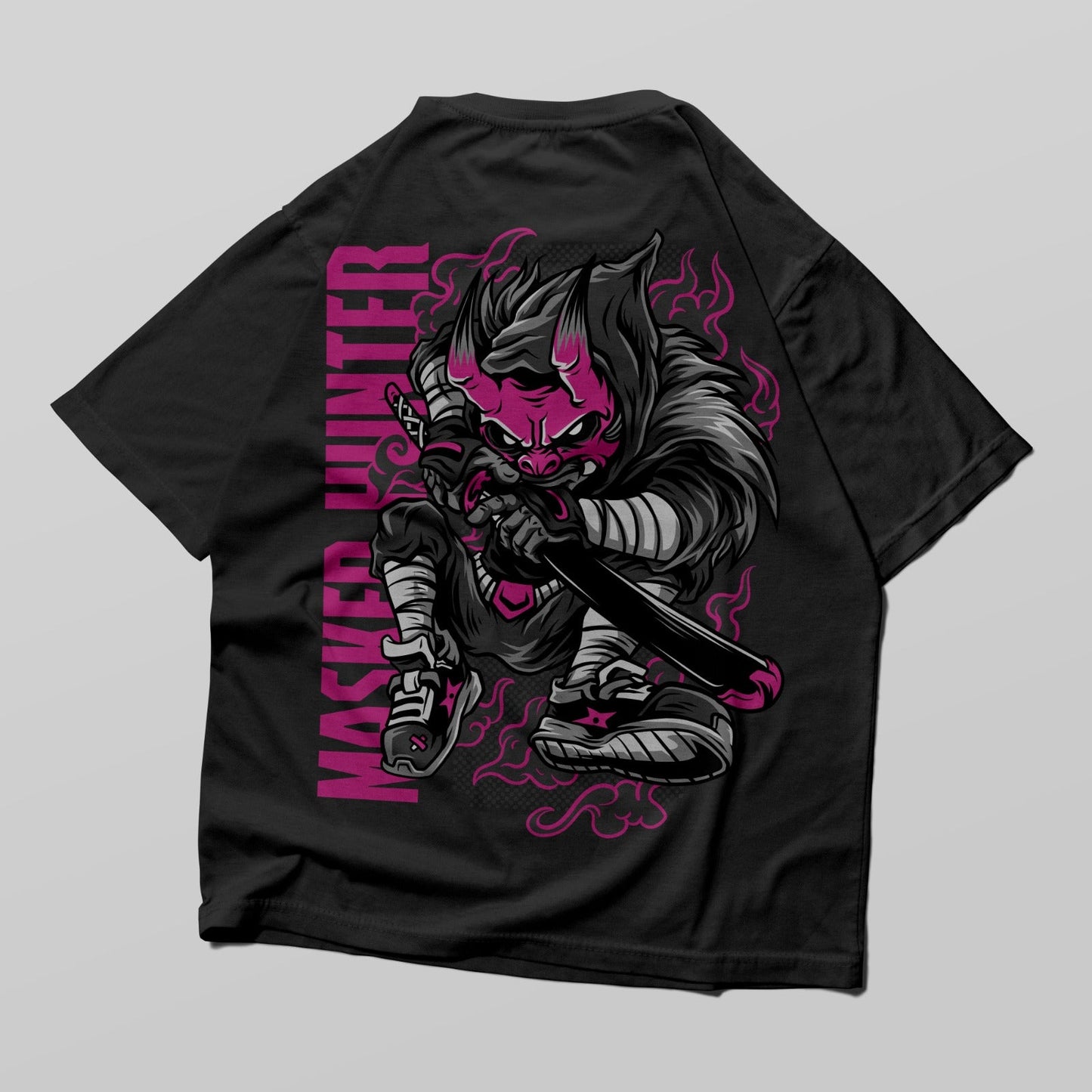 Magenta Masked Hunter Back Oversized T-shirt