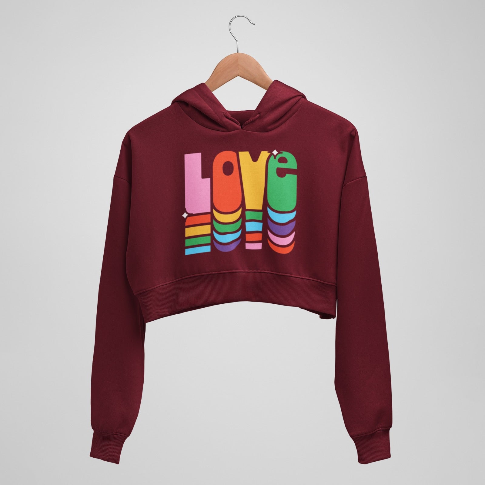 Love rainbow crop hoodie on sale