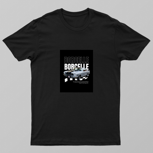 Black Bold Retro car Unisex T-shirt by DEEPAK BHARATI 