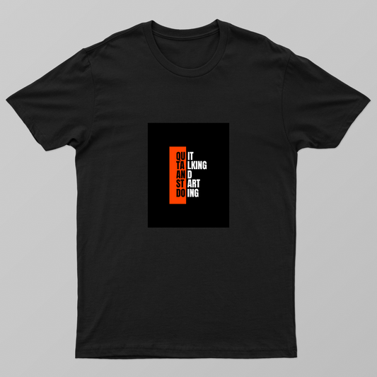 Black and orange typography Unisex T-shirt by DEEPAK BHARATI 