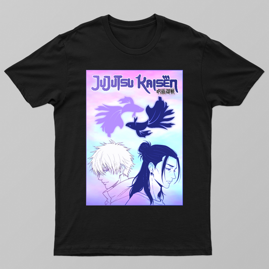 Fallen Bonds, Endless Curses | Gojo & Geto Pastel Silhouette Art Jujutsu Kaisen Unisex T-shirt by Aditi Banerjee